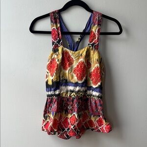 W118 by Walter Baker Red and Blue Peplum Tank Top